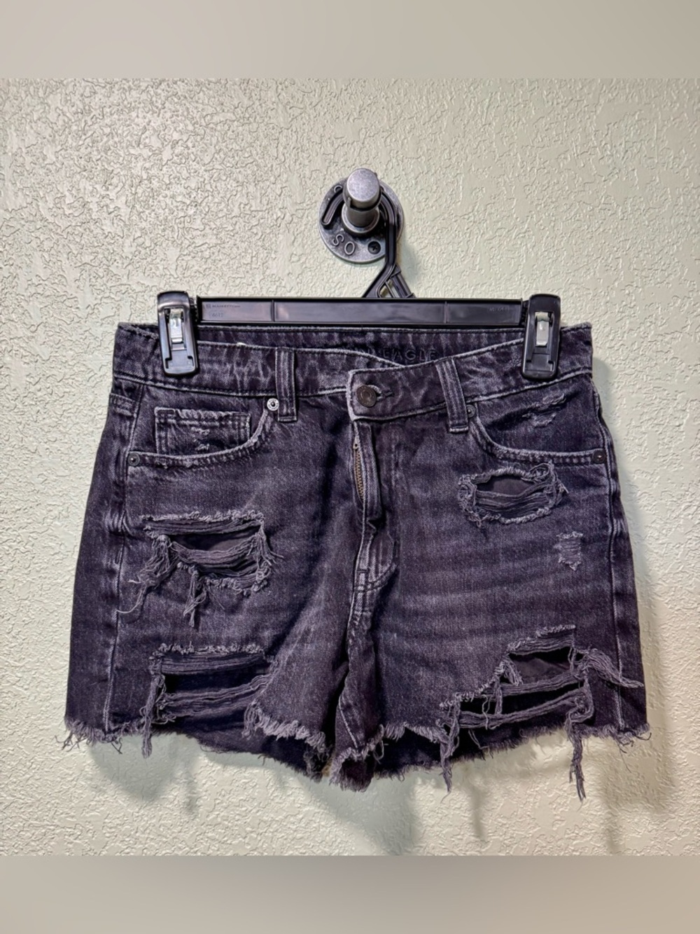 American Eagle Outfitters Distressed Black Denim Shorts Crossover  2